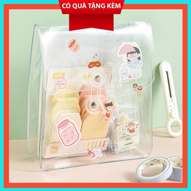 Túi đựng bút,mỹ phẩm trong suốt cao cấp phong cách hàn quốc ( Tặng kèm Sticker)