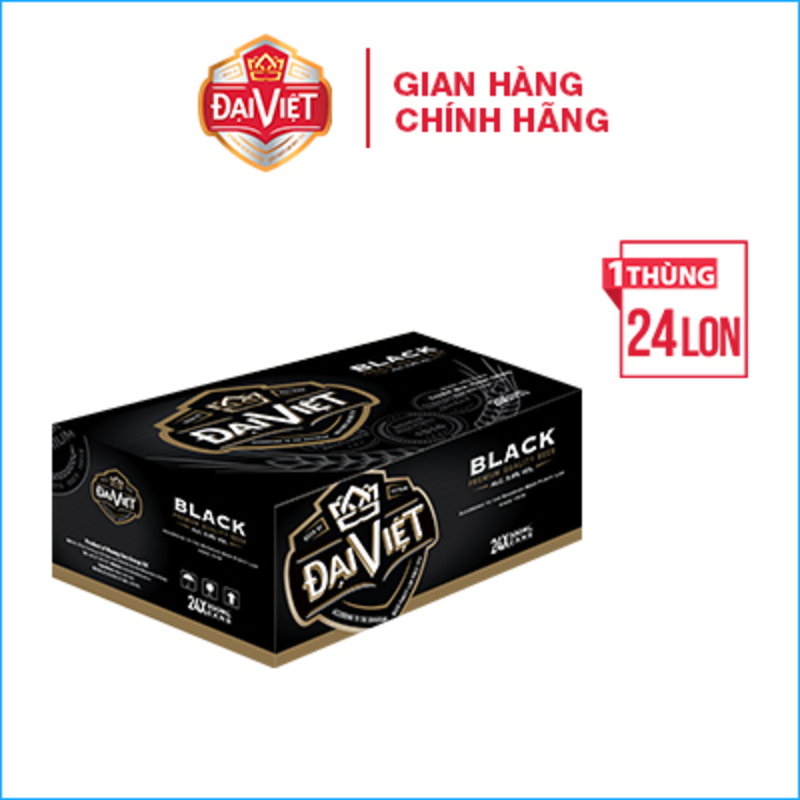 [Thùng (24) lon 330ml] Bia Black Đại Việt, Bia đen sản xuất theo luật bia tinh dòng của Bia Đức, không hóa chất, Bia việt dành cho người có gu