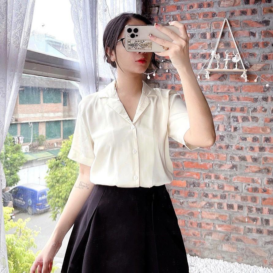 Áo sơ mi nữ cổ vest chất đũi MADELA, kiểu dáng basic thanh lịch ,dễ phối đồ mặc đi chơi , đi làm đều đẹp , có nhiều màu và đủ size để lựa chọn