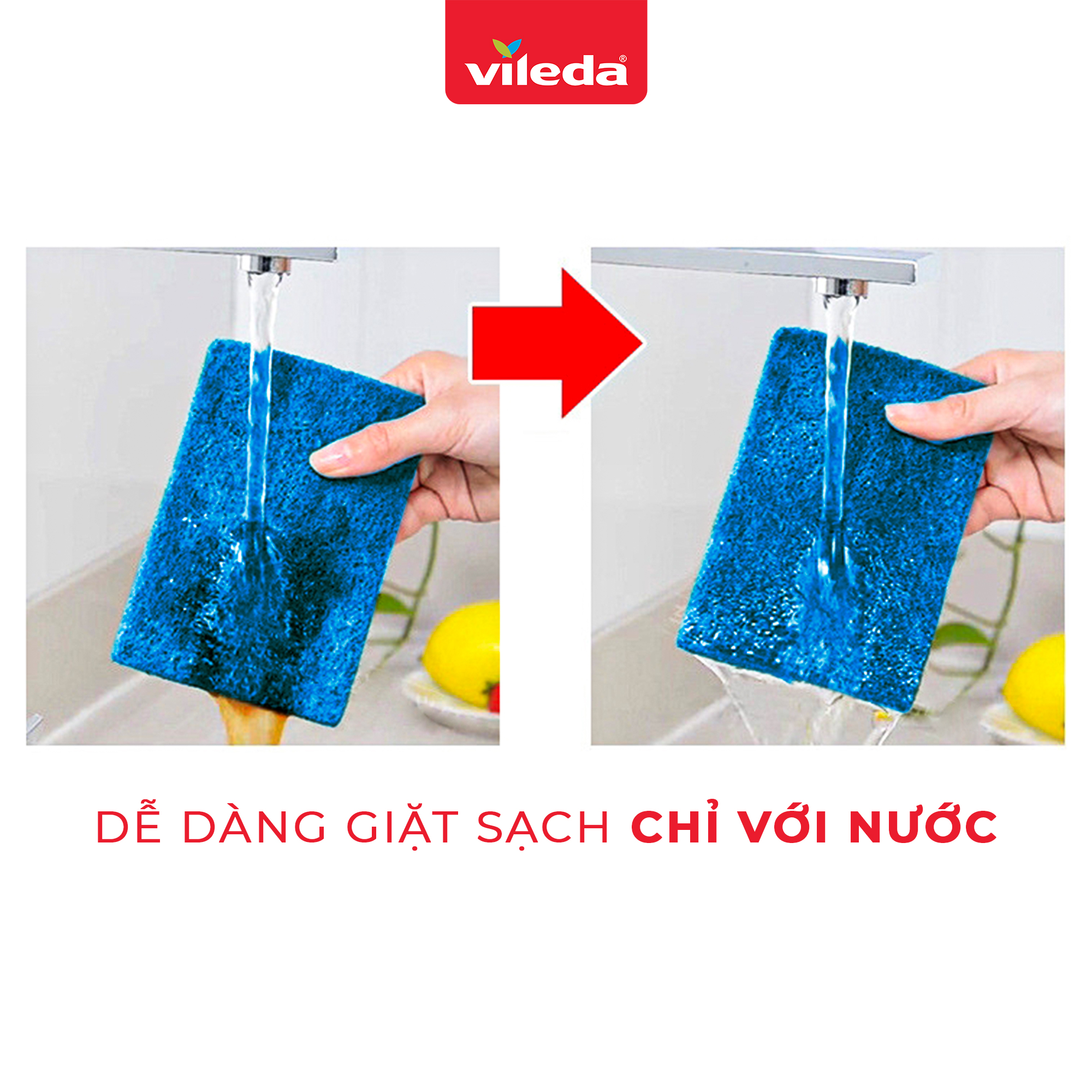Miếng rửa chén chống xước nhà bếp VILEDA gói 5 miếng loại cứng, không rách, không mủn - TSU156167
