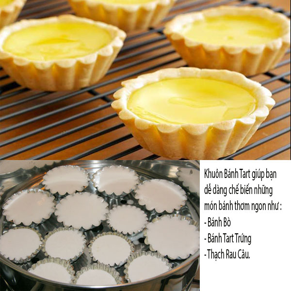 Combo 10 Khuôn Làm Bánh Tart Bánh Bò ( 3 Kích Thước ) Kiểu Dáng Hoa Truyền Thống