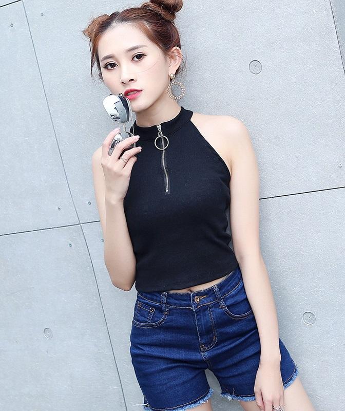 Áo yếm len nữ khóa trước sành điệu