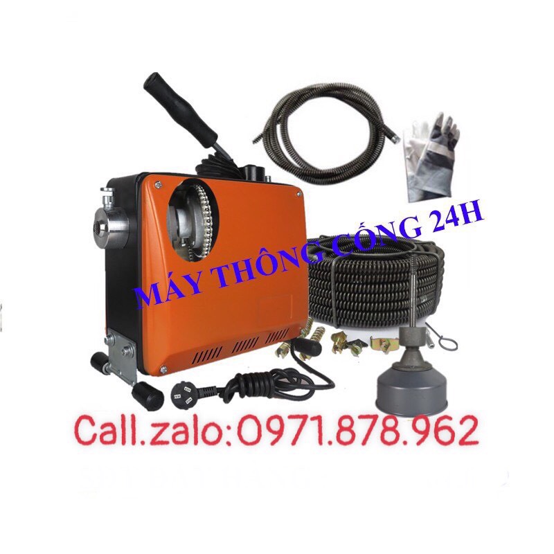 Máy thông tắc GQ 150B-980w kèm 1 cuộn dây phi 16 + 1 bộ đầu thông + 1con lu có sẵn cuộn dây phi 8