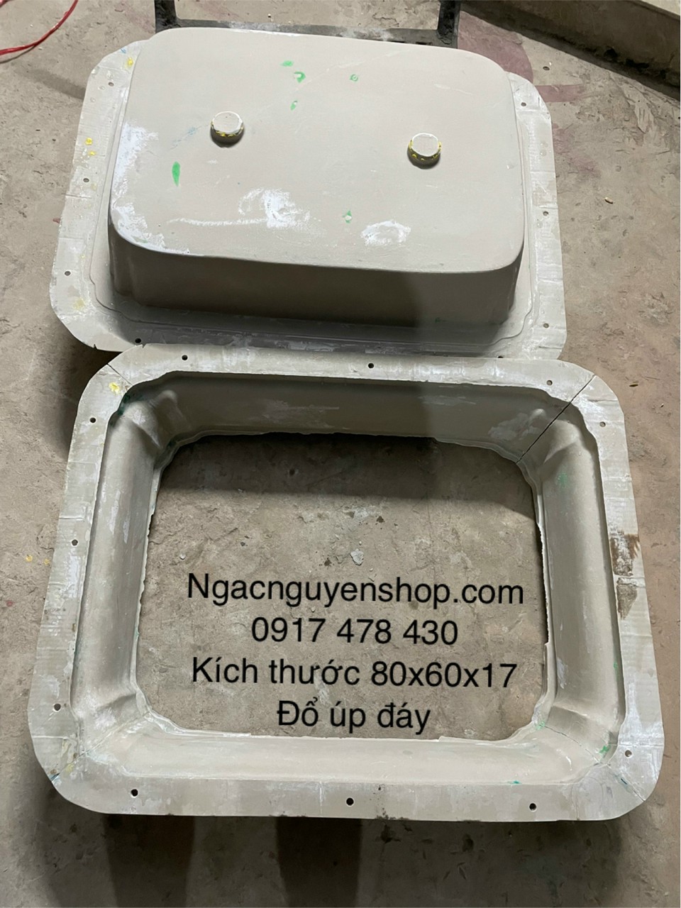 Khuôn chậu chữ nhật trơn 80x60 cao 17 nhựa composite đúc chậu giả tàu