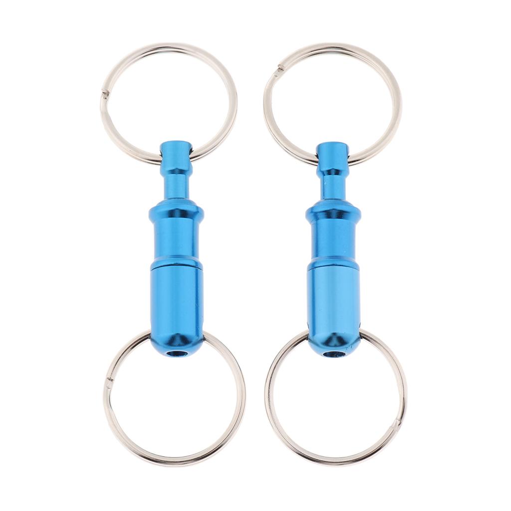 2Pcs/pack Quick Release Keychain, Pull-Apart Removable Keyring with Two Heavy Duty Split Rings Key Accessories