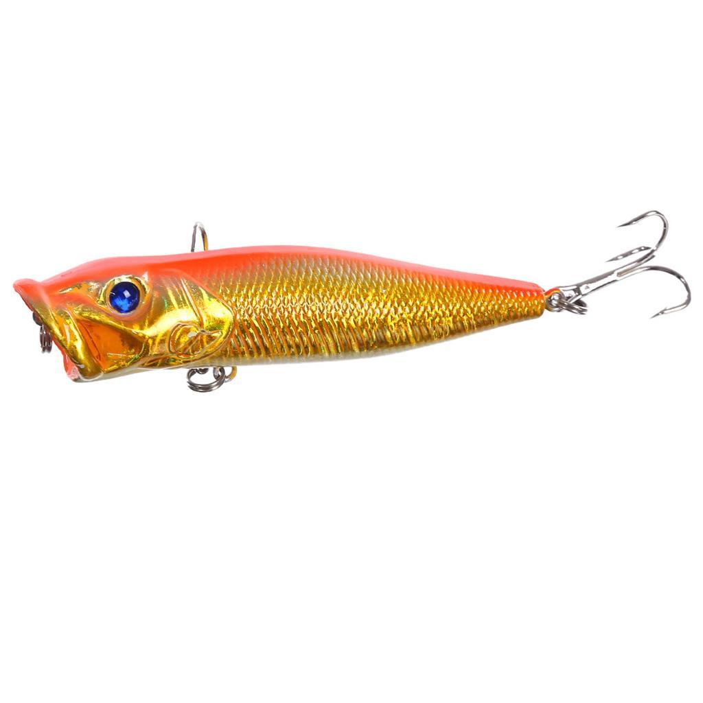 5pcs Artificial Fishing Topwater Floating Popper Lures Treble Hook Hard Bait Crankbait