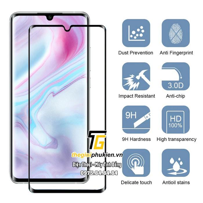 Tấm dán kính cường lực full 5D tràn màn hình Xiaomi Mi Note 10 Pro phủ màu