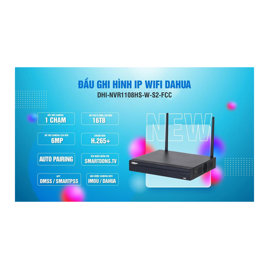 Đầu Ghi Hình IP Wifi 8 Kênh DAHUA DHI-NVR1108HS-W-S2-FCC - Hàng chính hãng