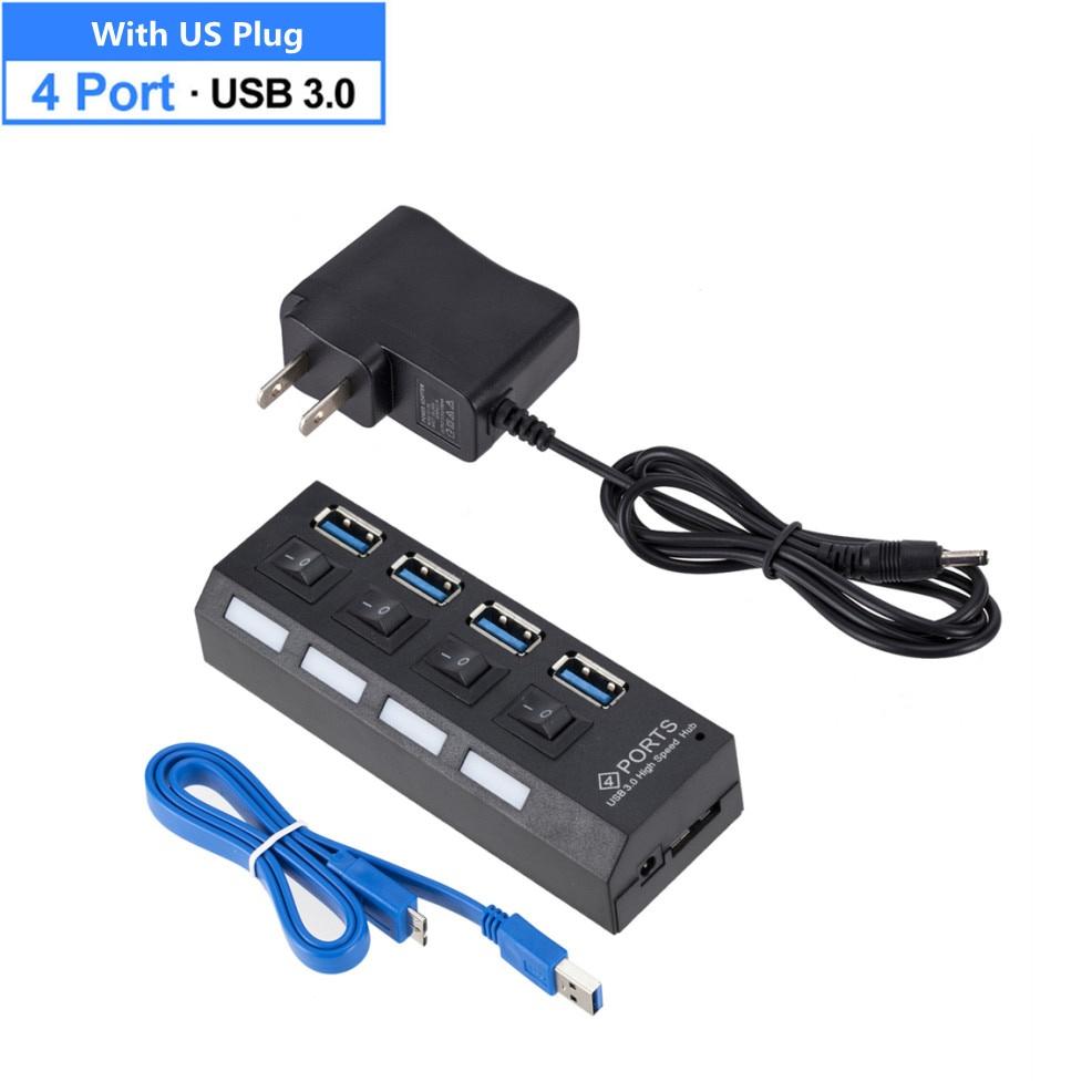 USB HUB 3.0 Multi USB Splitter 4/7 port USB Hab With Switch Power Adapter Mini Hub Splitter PC Laptop Cable Connector