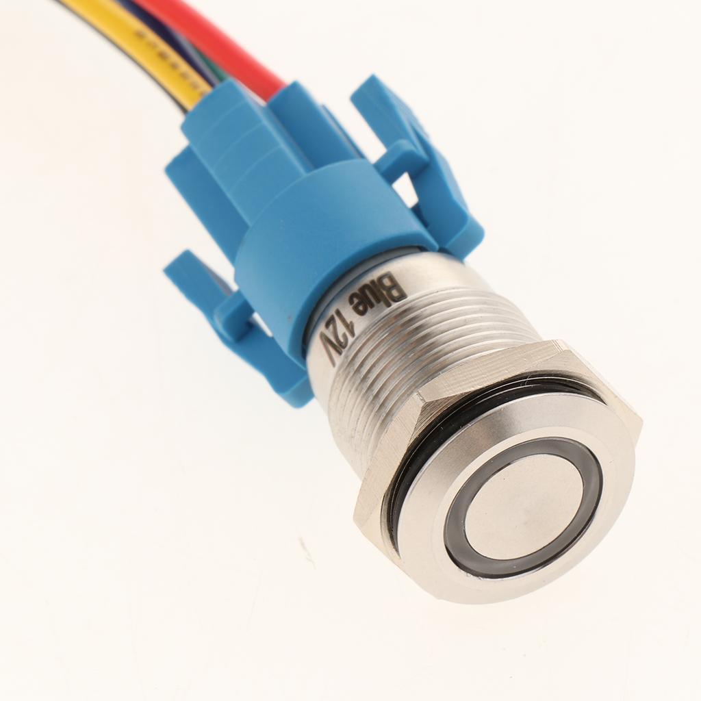 16mm DC 12V Momentary Stainless Steel Self- Push Button Switch Red