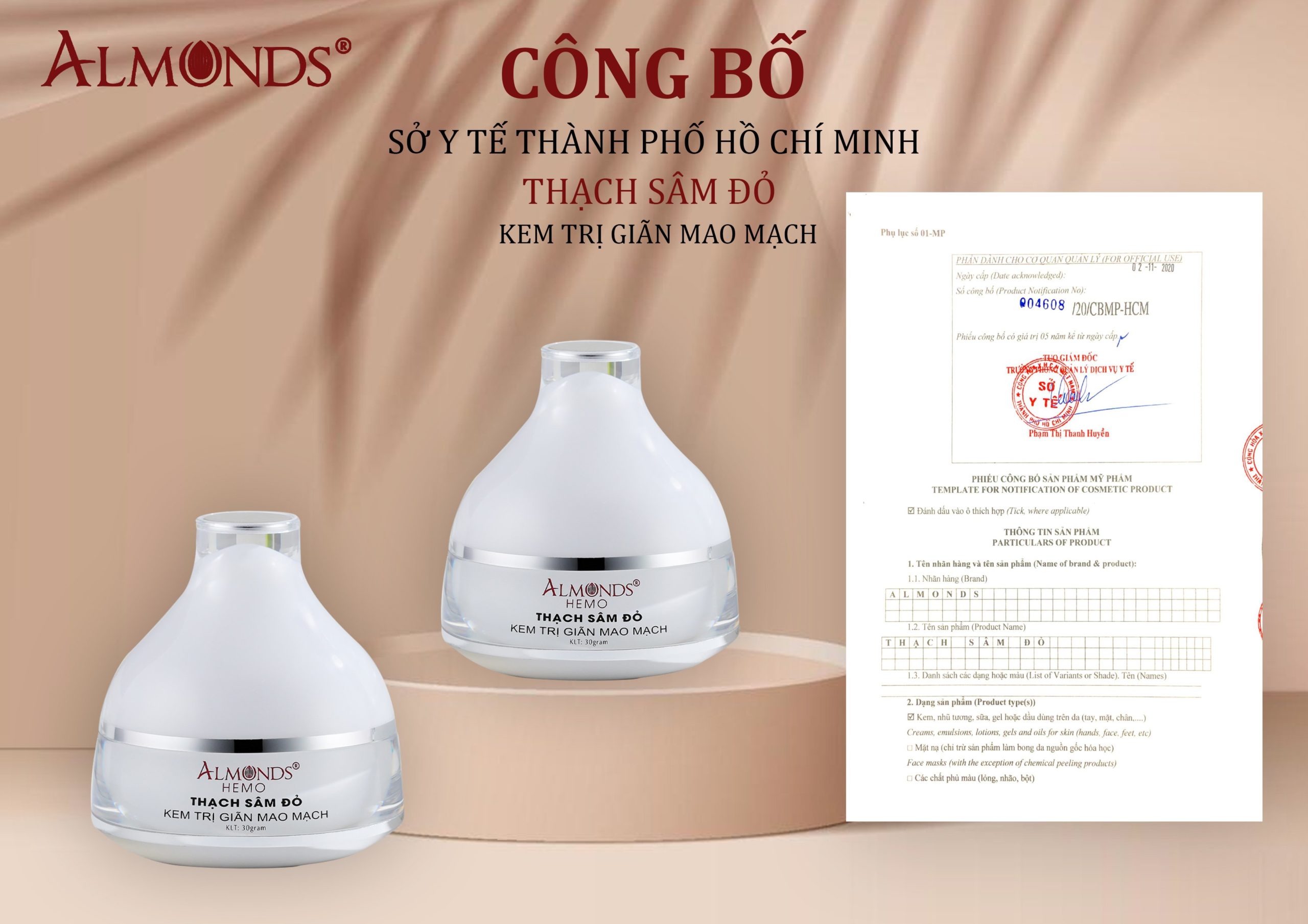 Bộ xóa sạch nám máu và giãn mao mạch almonds 3sp