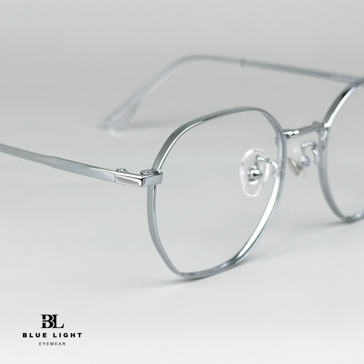 Gọng Kính Cận Giả Cận Nam Nữ Cao Cấp Titanium BLUE LIGHT, Mắt Lục Giác Nhỏ Dày Dặn, Nhẹ, Vàng Hồng Dẻo Bạc, Đen