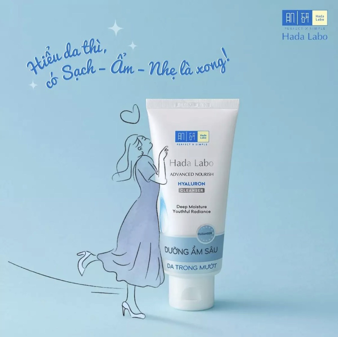 Sữa Rửa Mặt Giữ Ẩm Hada Labo ADVANCED NOURISH Hyaluron Cleanser 80g