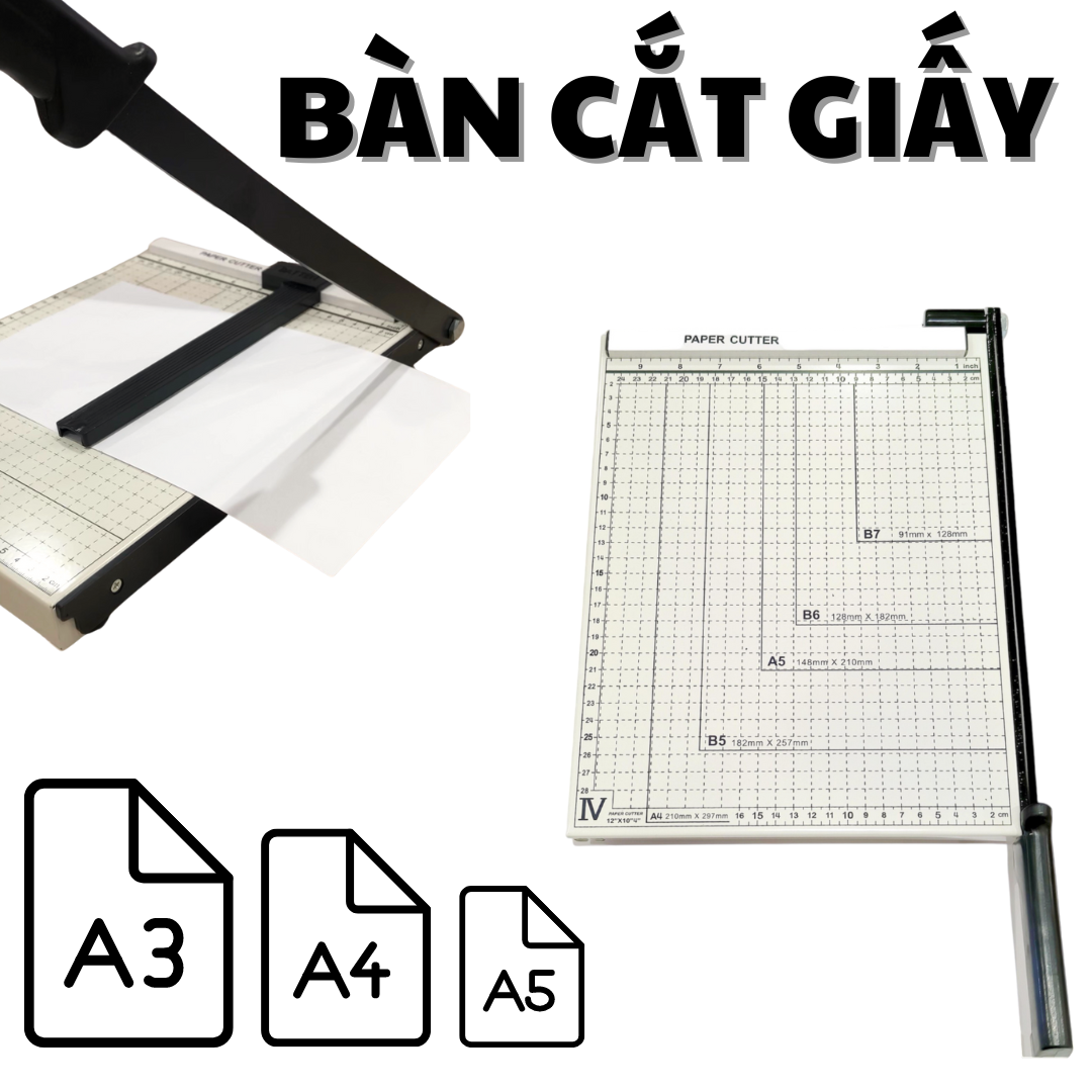 Bàn cắt giấy - Bàn cắt được nhiều khổ giấy như A3, A4, A5,... cắt ảnh các loại