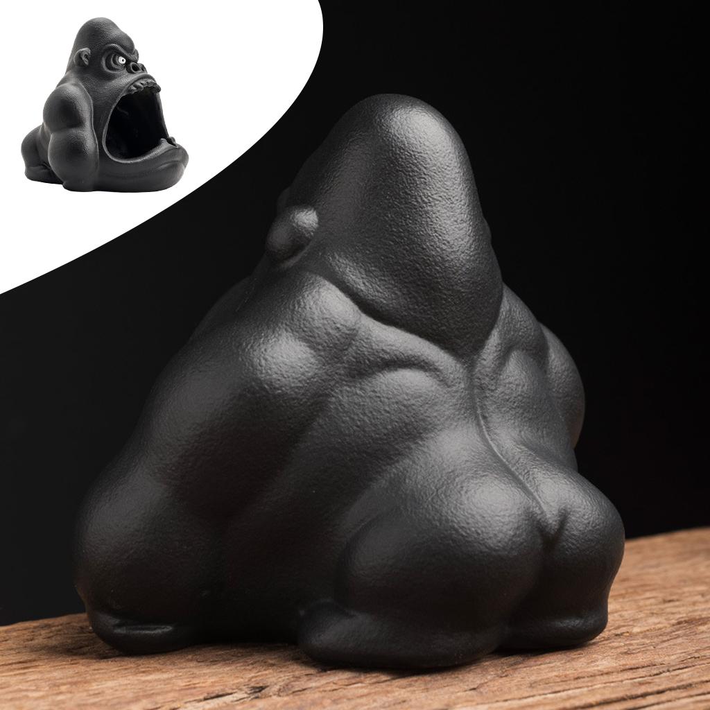 Ceramic Ashtray Orangutan Shape Big Mouth Cartoon Animal Large Capacity Ash Tray Holder Incense Cone Burner for Car Home Office