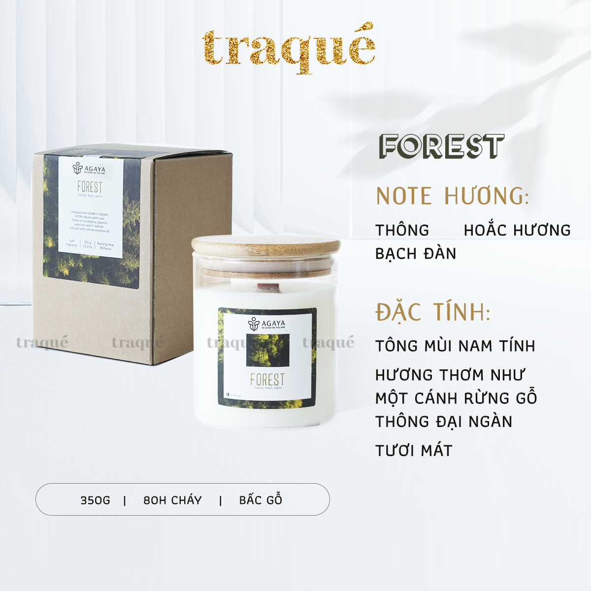 Nến thơm tinh dầu cao cấp không khói an toàn Candle Cup - FOREST/HƯƠNG RỪNG - L - 350G (CÓ NẮP)