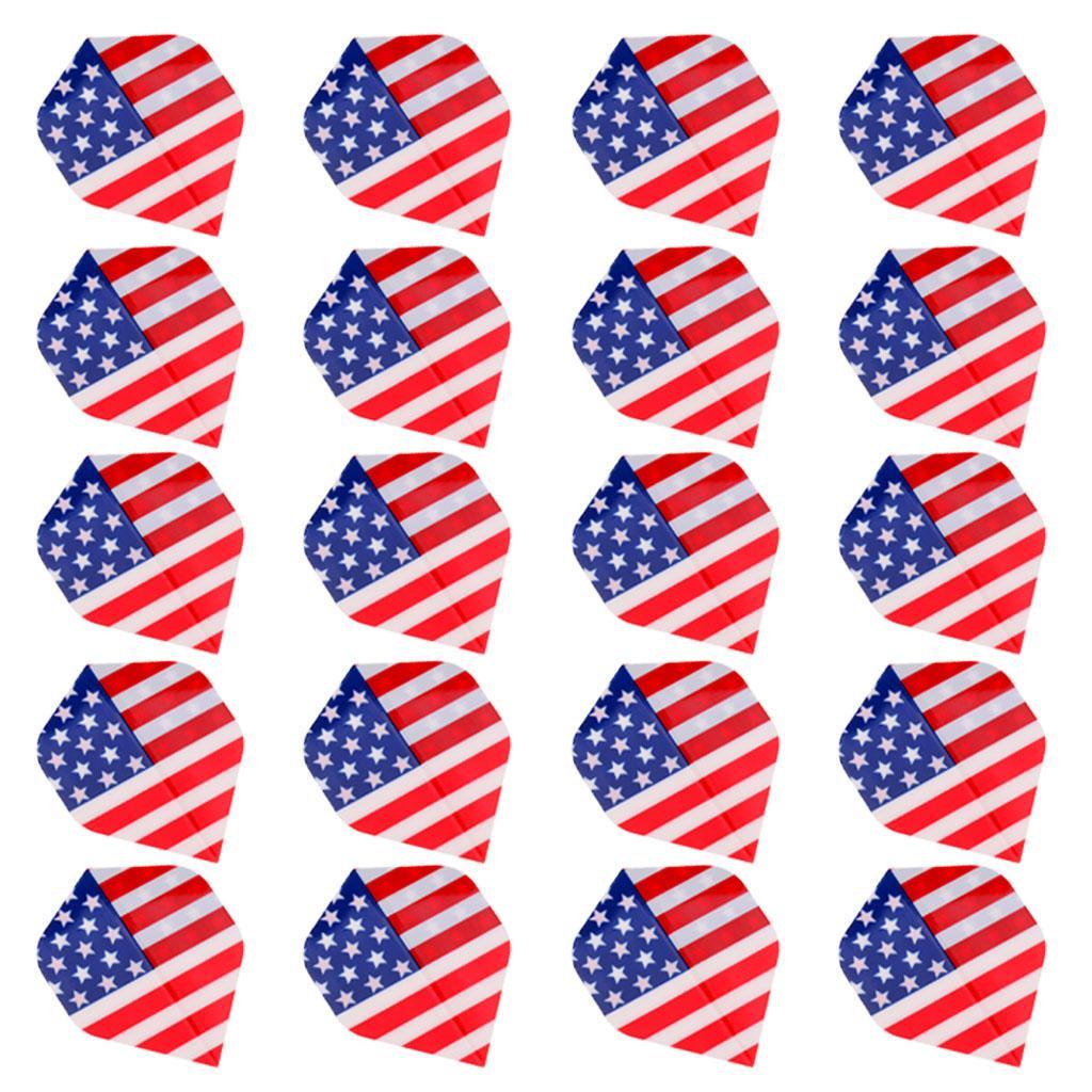 50 Pieces Standard Flights - National Flag and Flame Pattern- Durable and Professional