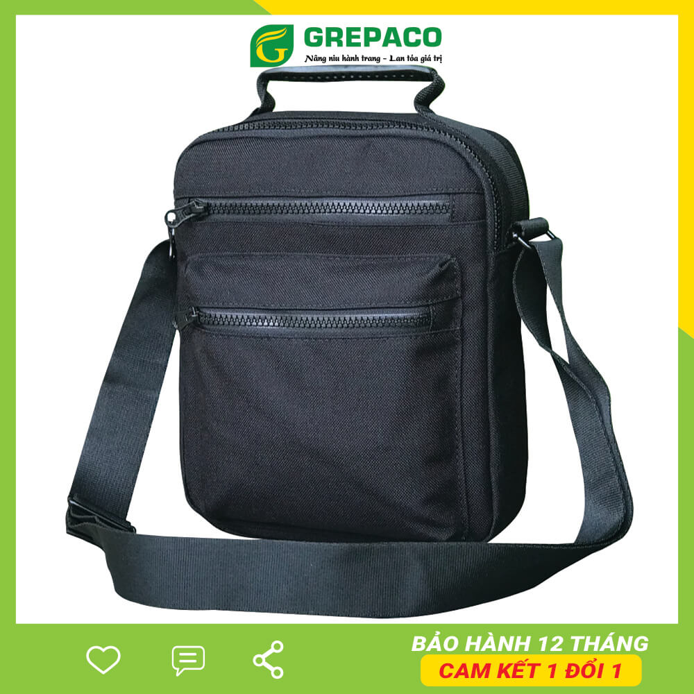 Túi Đeo Chéo Grepaco Nam Nữ Unisex Vải Bố Canvas Thời Trang Hàn Quốc Đa Năng Đựng Điện Thoại Máy Tính Bảng Mini Chống Thấm Xước Nhiều Ngăn Khóa Kéo YKK, Phù Hợp Nhiều Kiểu Xách Đeo Khác Nhau - Hàng Chính Hãng