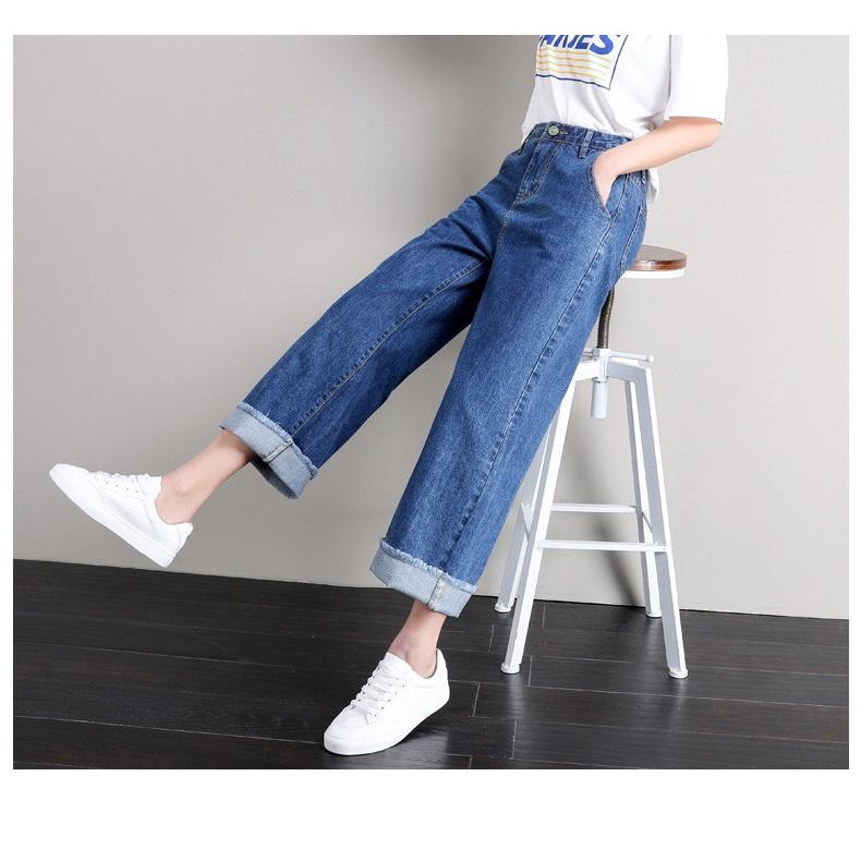 Quần jean nữ Suông Ống Rộng BIGSIZE, lưng siêu cao, Tua Lai hottrend rẻ đẹp