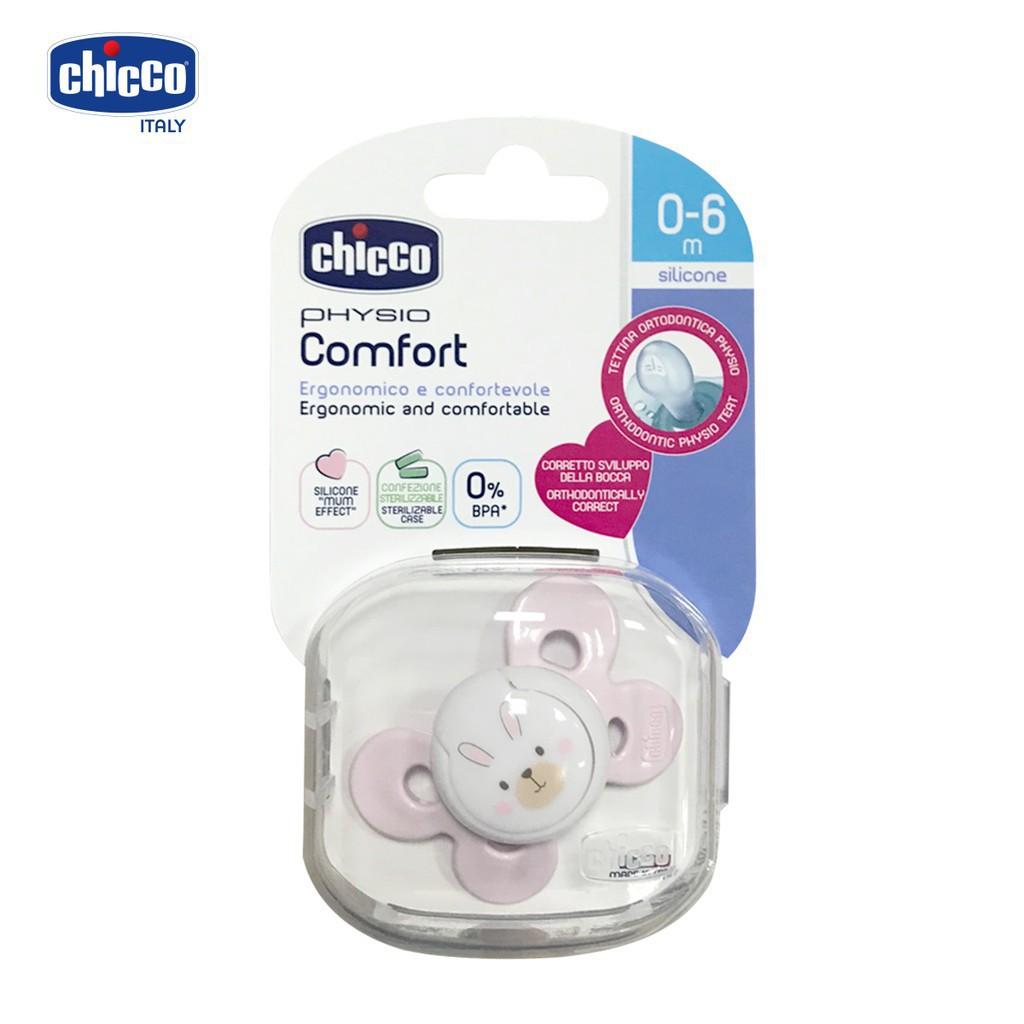 Ty ngậm silicon Chicco Physio Comfort kèm hộp 0-6M