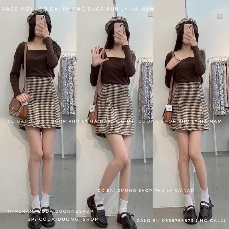 Set dạ kẻ kèm mũ