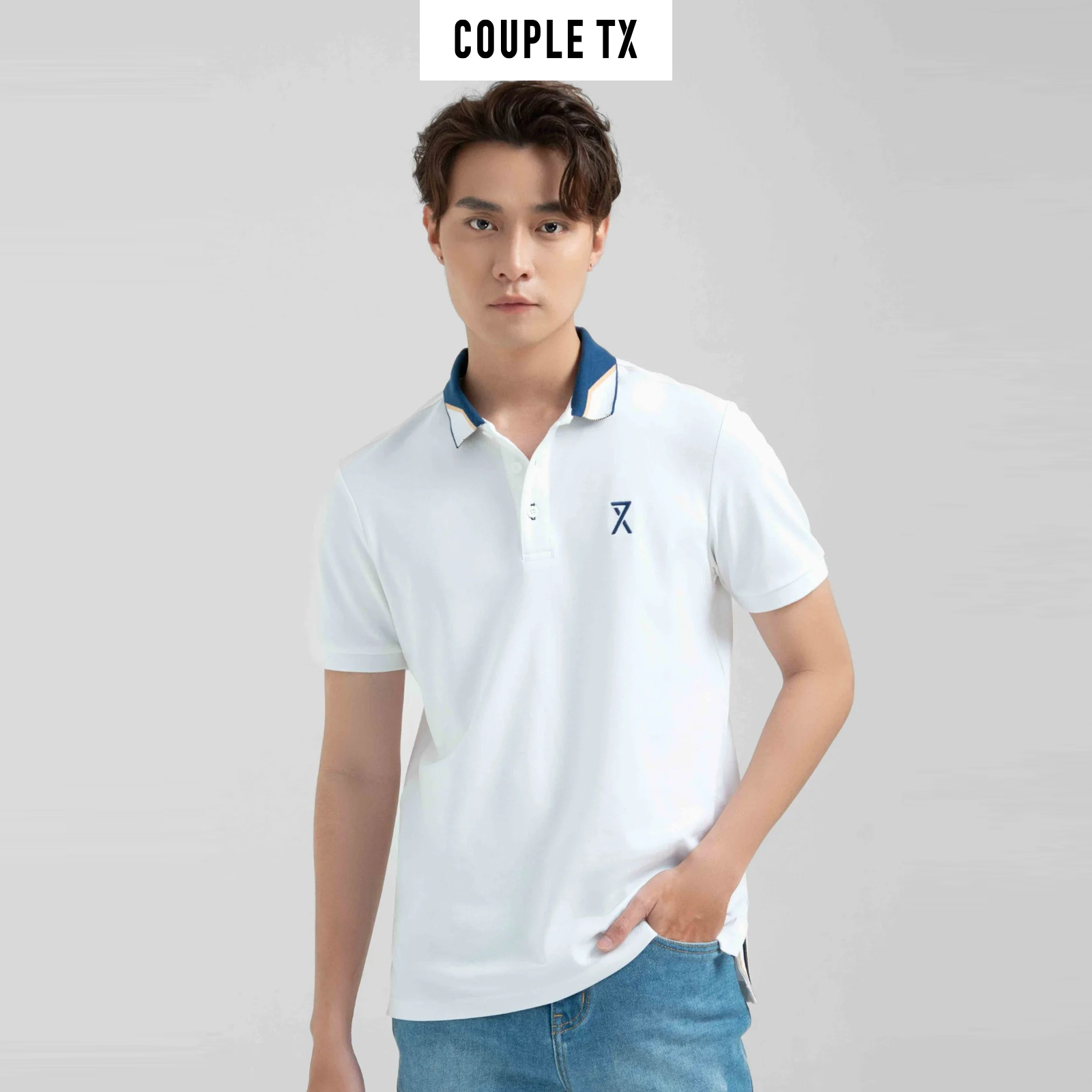 COUPLE TX - Áo Polo Nam Pique Slim Fit Phối Bo Cổ MPO 1024