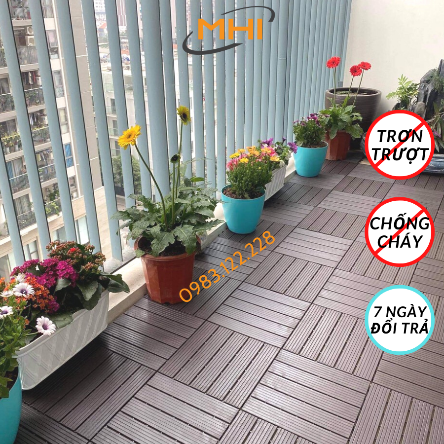 Vỉ lót sàn nhựa MHI-Special, Tấm nhựa trải sàn trang trí ban công / sân vườn / sân thượng; lót sàn chống trơn trượt nhà tắm / bể bơi - Hàng Việt Nam chất lượng cao