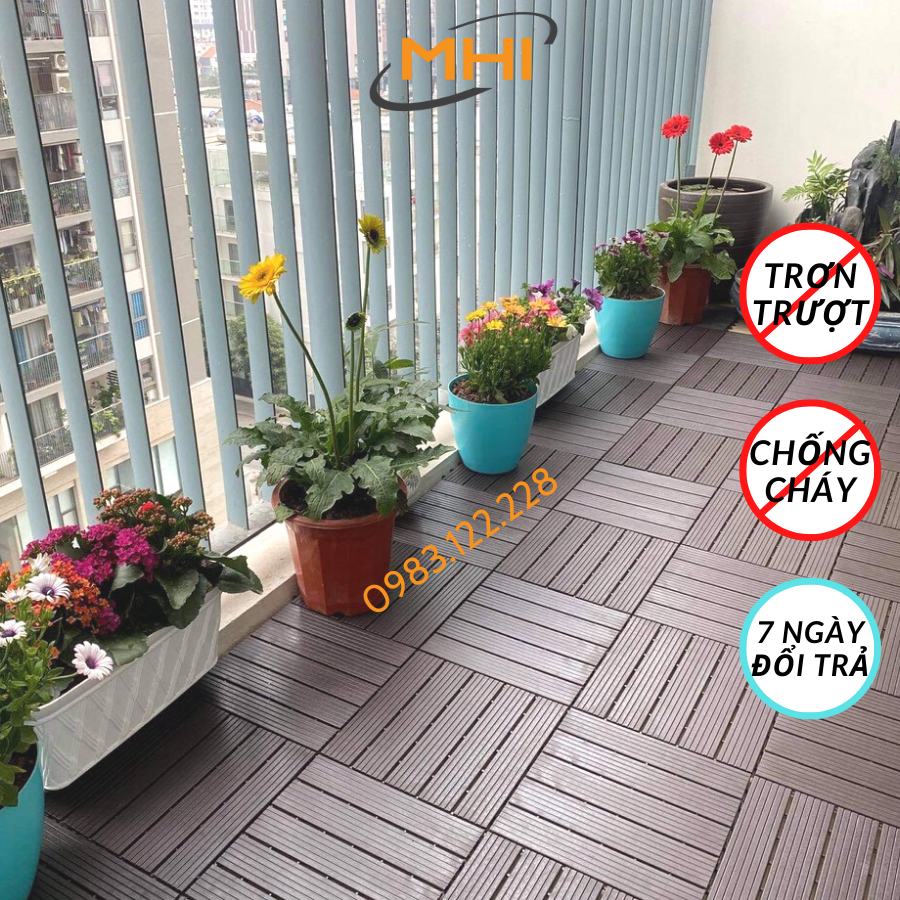 Thảm lát sàn uPVC cao cấp MHI-ECO, Tấm nhựa trải sàn trang trí ban công / sân vườn / sân thượng; lót sàn chống trơn trượt nhà tắm / bể bơi - Hàng Việt Nam chất lượng cao