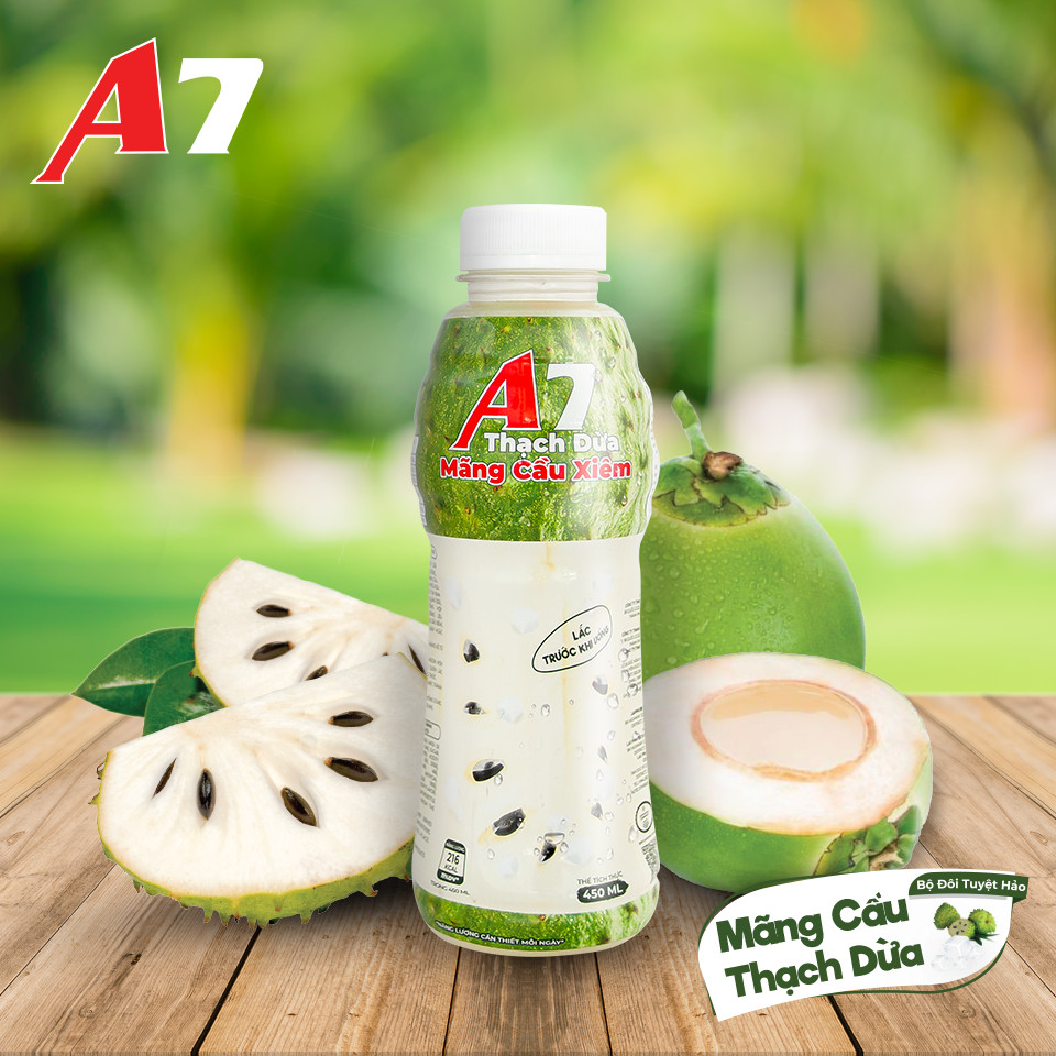 Nước Mãng Cầu Xiêm Thạch Dừa A7 Chai 450ml - Lốc 6 Chai