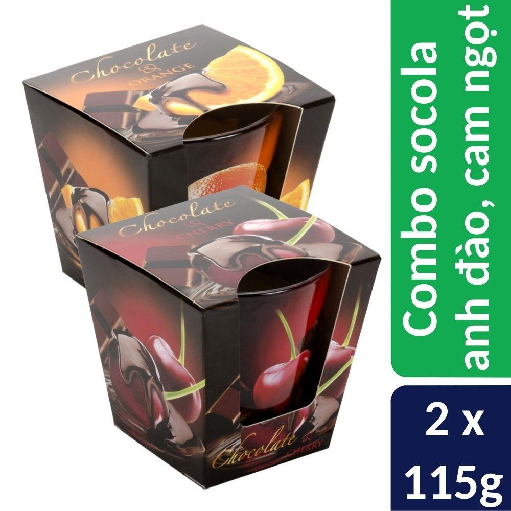 Combo 2 ly nến thơm Bartek nhập khẩu Châu Âu Chocolate 115g - sôcôla anh đào, cam ngọt