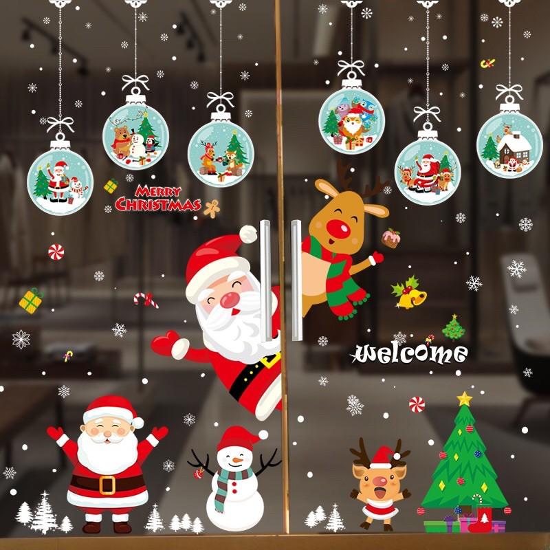 BỘ COMBO DECAL DÁN NOEL HÍT TĨNH ĐIỆN - RÈM CHÂU XANH PHỐI NOEL CHÀO CÙNG NOEL VUI LỄ
