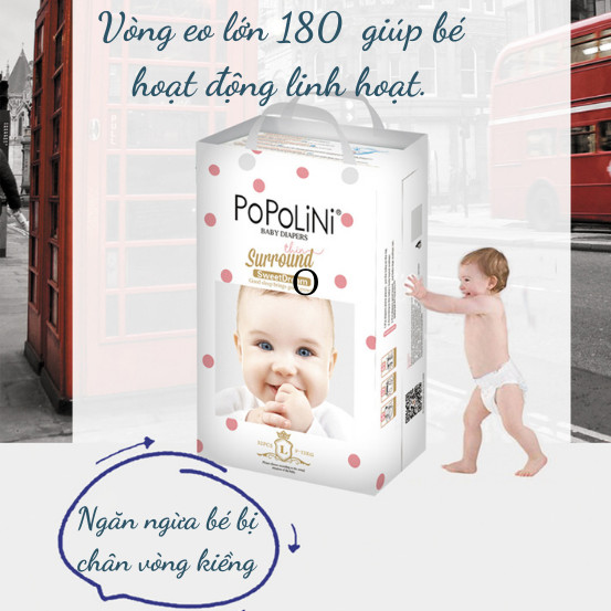 Tã dán Popolini size M 60 miếng 5-10kg