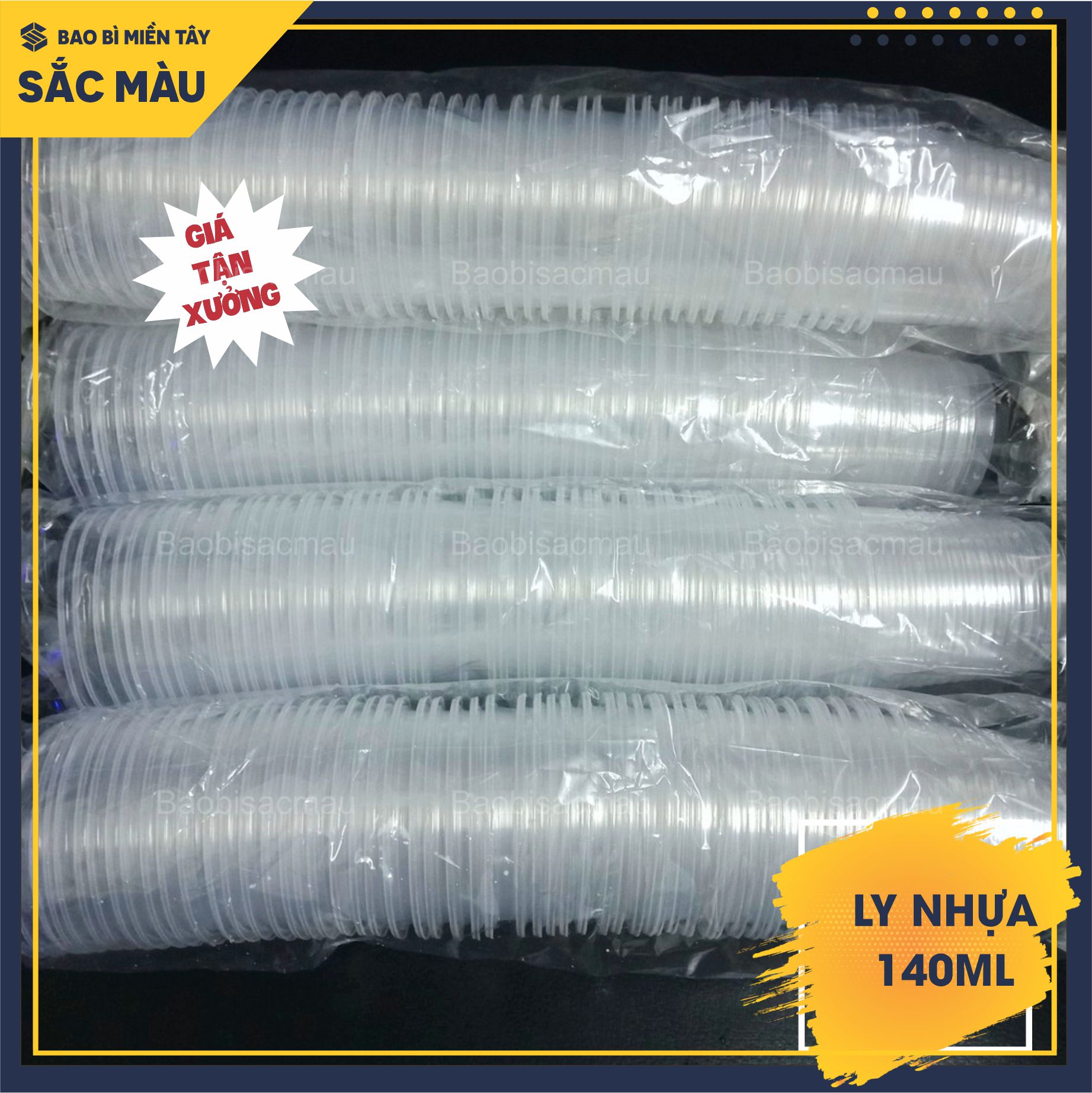 Sỉ 50 Cốc Nhựa / Ly Nhựa uống nước 140ml dùng 1 lần kèm nắp