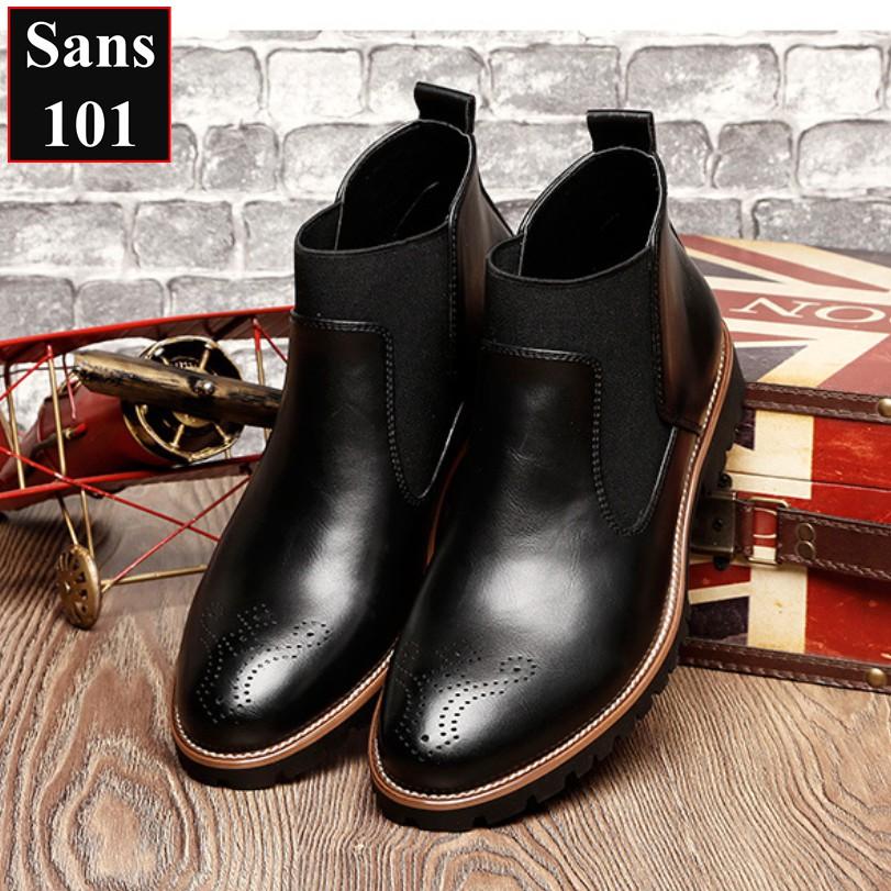 Giày Chelsea Boots Nam Da Bò Giày Bốt Nam Da Thật Sans101