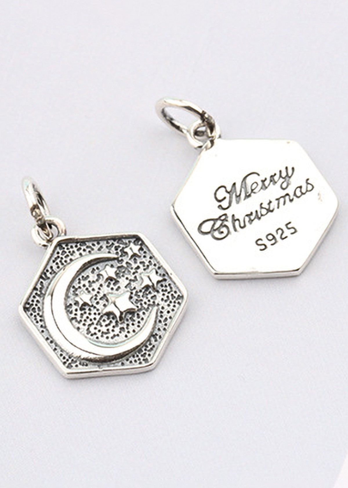 Charm bạc lục giác hình trăng và sao treo - Ngọc Quý Gemstones