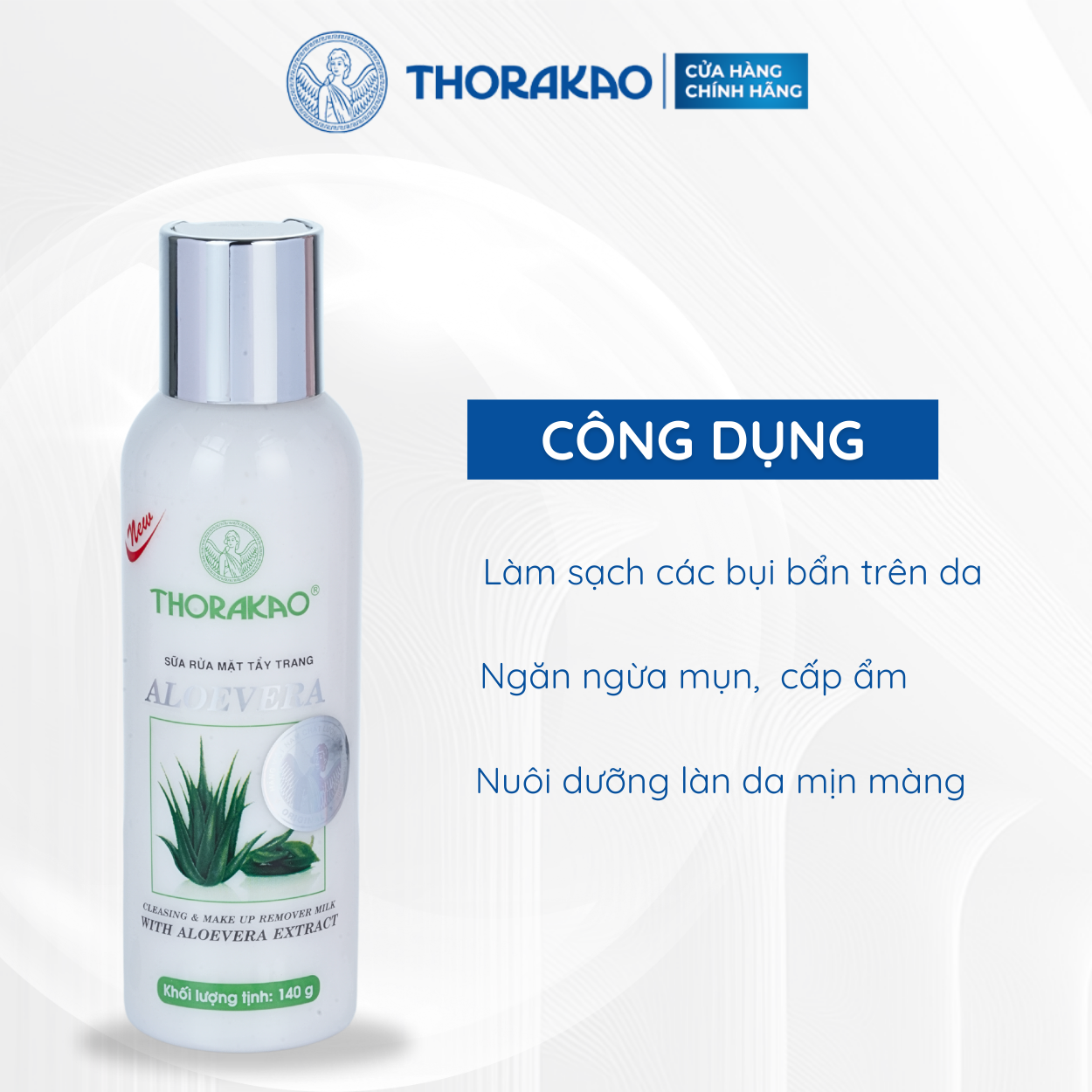 Sữa Rửa Mặt Tẩy Trang 2IN1 Thorakao Nha Đam 140G