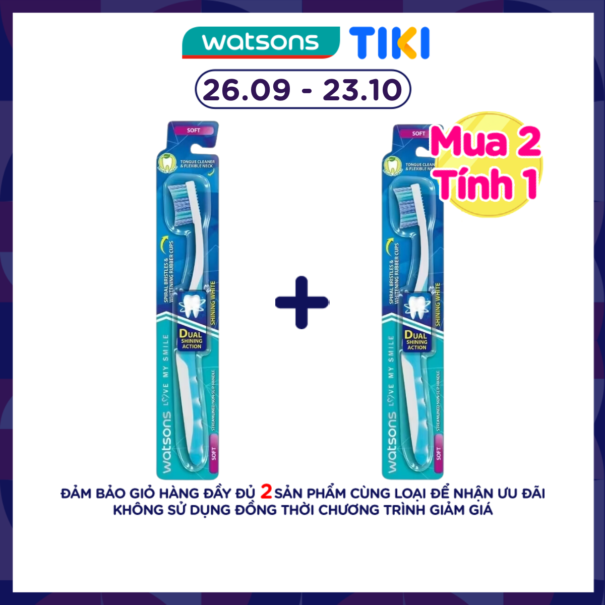 Bàn Chải Đánh Răng Watsons Shining White Toothbrush (Soft) 1s