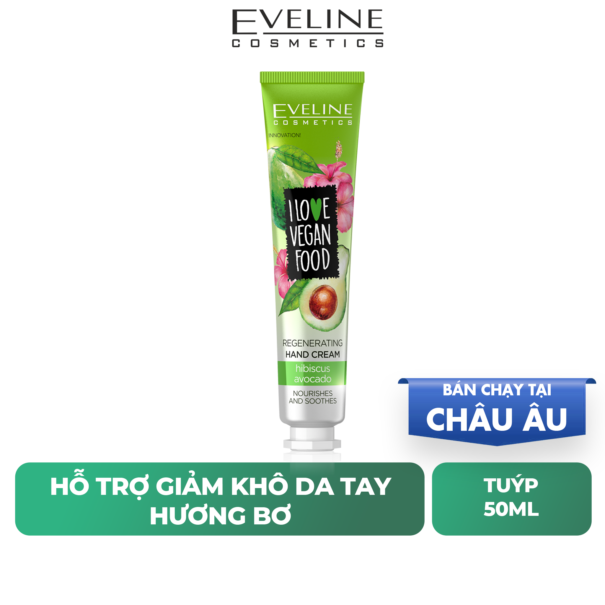 Kem dưỡng da tay I Love Vegan Food hương bơ Eveline - Tuýp 50ml