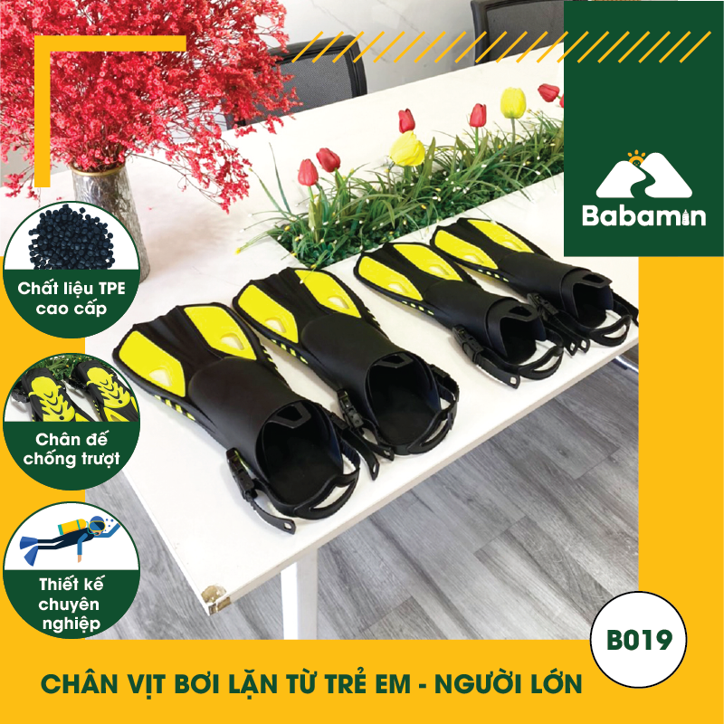 Chân Vịt Bơi Lặn Chống Trượt, Dây Điều Chỉnh Chuyên Nghiệp - Cho Trẻ Em 10 Tuổi đến Trưởng Thành – B019