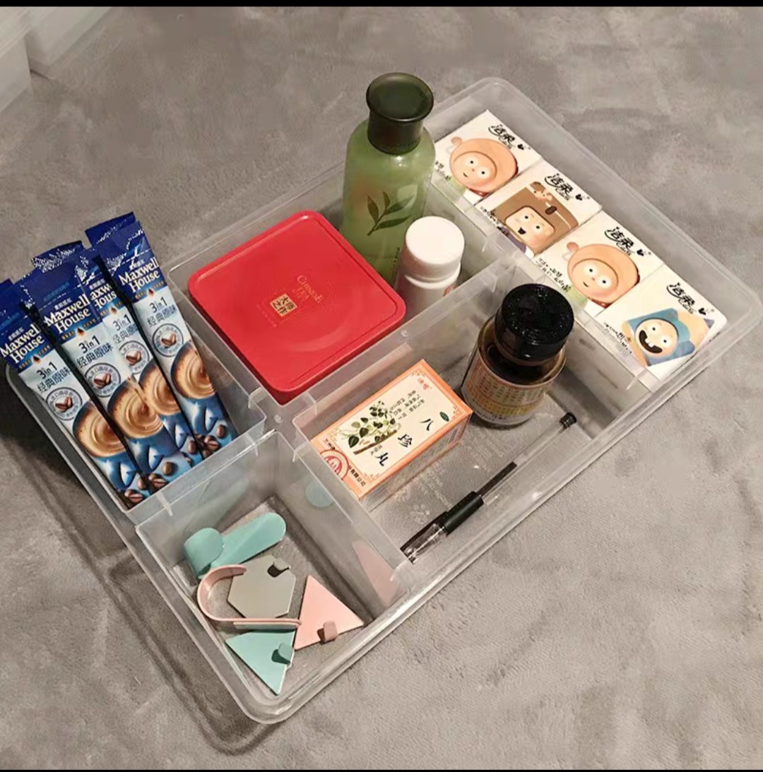 Hộp Nhựa Đựng Đồ Ăn, Vật Dụng 5 Ngăn Có Nắp Đậy 38x24cm
