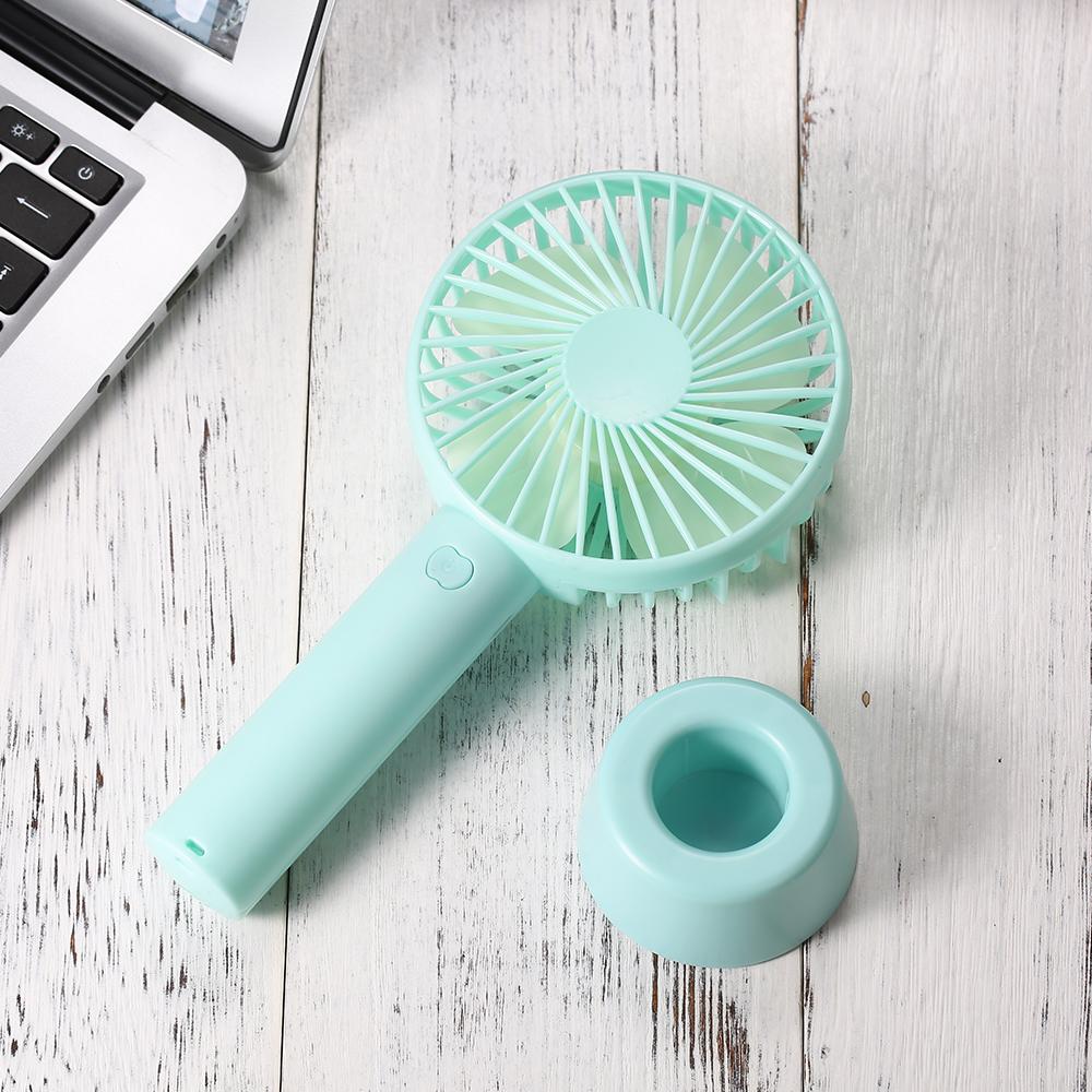Quạt cầm tay mini di động có đế đỡ với 3 tốc độ gió, cổng sạc USB,