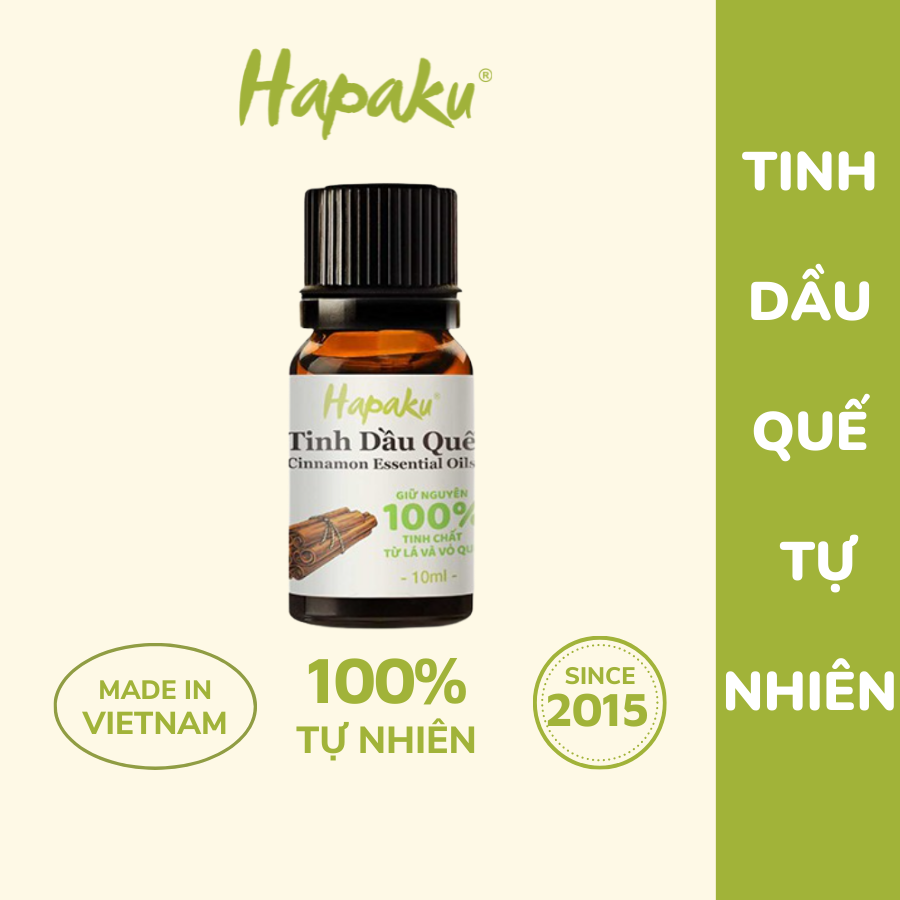 Tinh Dầu Quế Tự Nhiên Nguyên Chất 10ml Hapaku Tinh Dầu Xông Hương, Tinh Dầu Mát-xa, Tinh Dầu Hỗ Trợ Trị Ho Chiết Xuất Từ Lá & Vỏ Quế - Hapaku