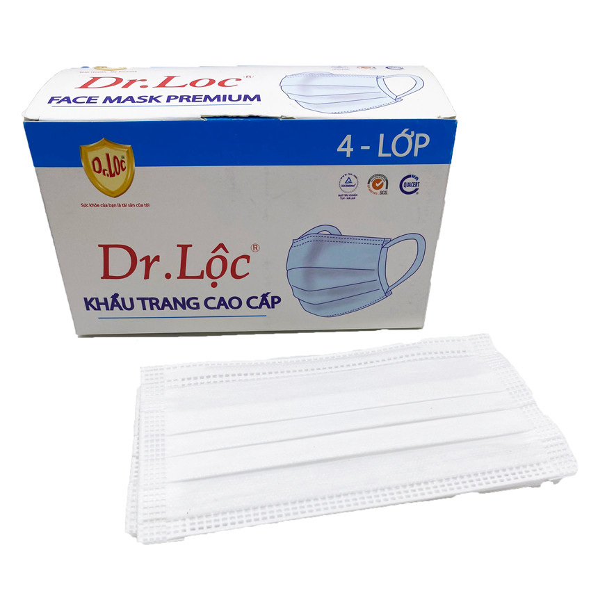 Khẩu Trang Y Tế Dr Lộc 4 Lớp - Màu Trắng