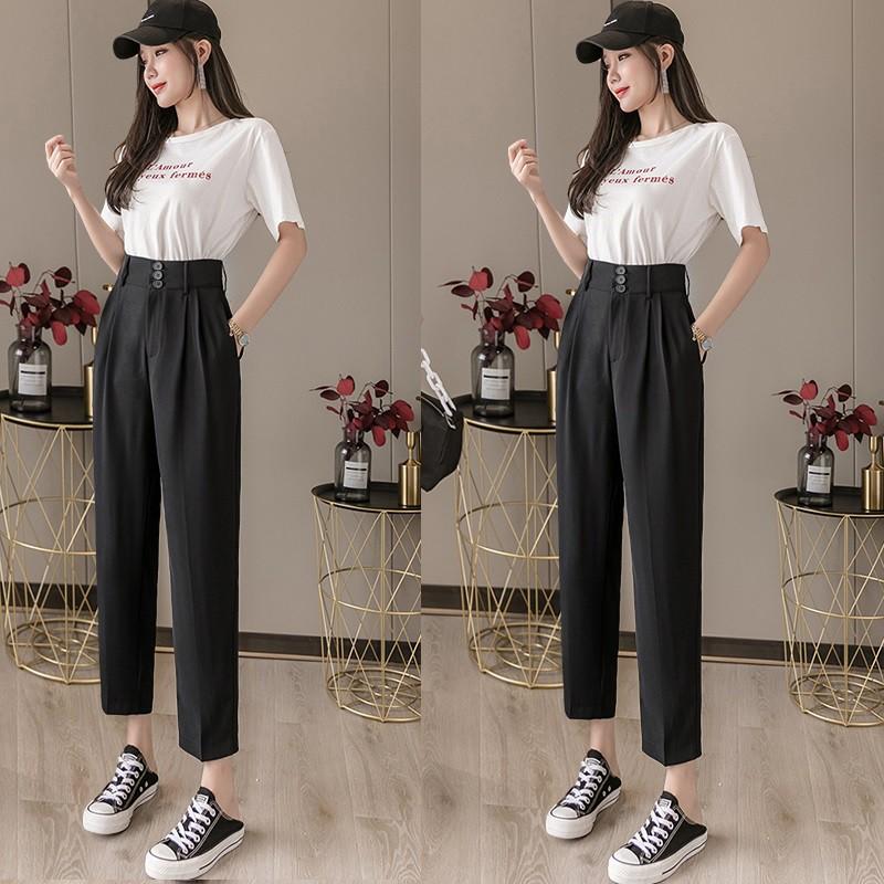 Quần Baggy Nữ Lưng Cao 3 Tầng Khuy 8cm, Cạp Chun sau Lưng Dễ Chịu khi vận động, Vải Tuyết Mưa Đẹp, Có Big Size 68KG