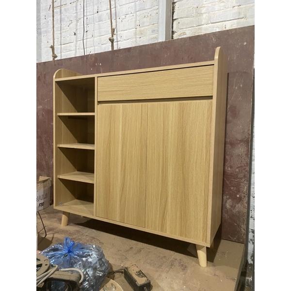 tủ giày dép gỗ công nghiệp dài 1m x sâu 30 x cao 104 chân gỗ sồi giá tại xưởng