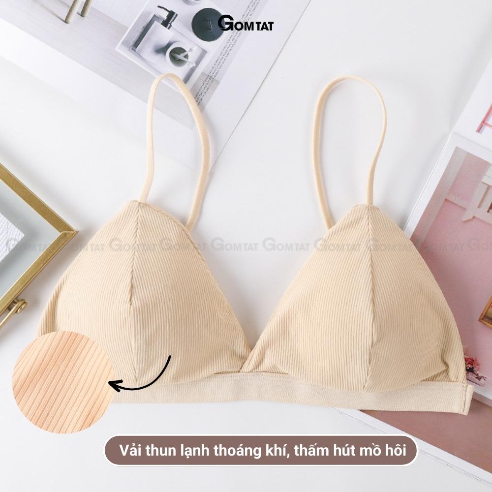 Áo bra nữ hai dây GOMTAT vải cotton co dãn thấm hút dây lưng mảnh mút mỏng không gọng, lên form ngực xinh -BRADAY-006