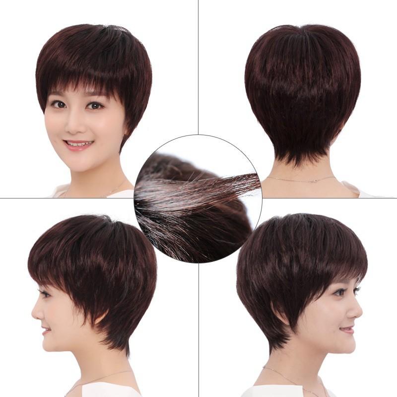 Tóc trung niên tém thẳng ngắn , tặng lưới chụp