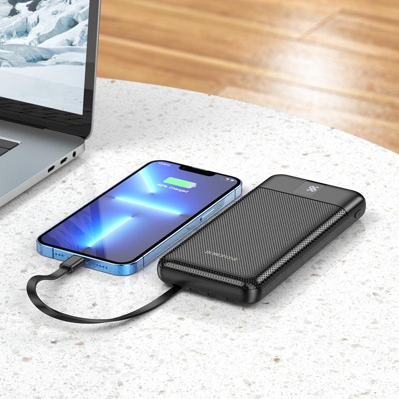 Sạc dự phòng borofone BJ20 10.000mAh - Hàng Chính Hãng kèm cáp sạc 3 cổng Micro/Typec/Lai ning có hiển thị led Pon Case