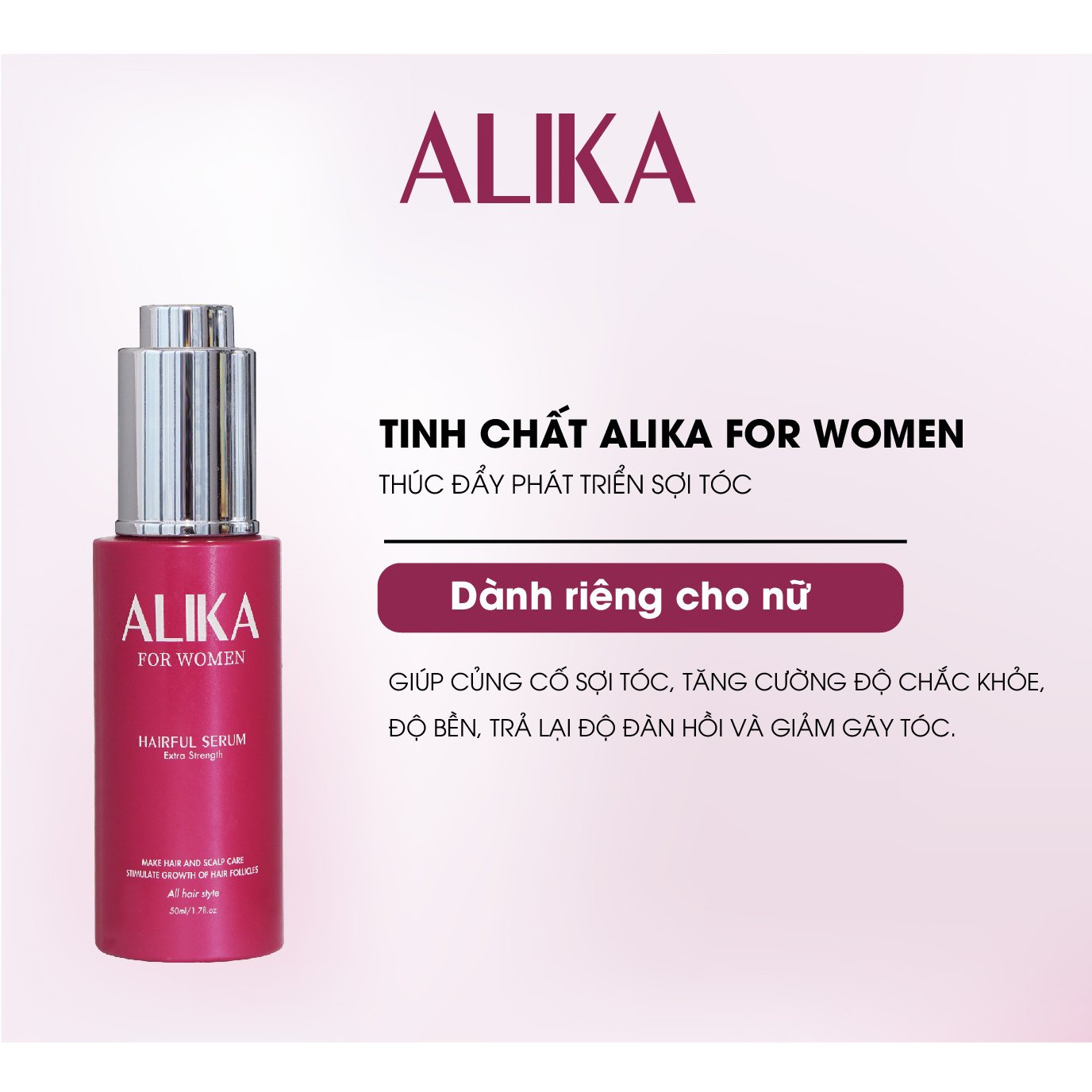 Tinh Chất Serum Mọc Tóc Alika cho Nữ, Mọc Tóc Nhanh, làm mượt tóc, 50ml