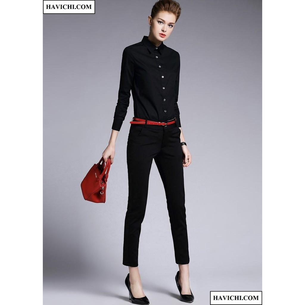 Áo sơ mi nữ đen  - Sơ mi nữ đen công sở sang trọng thoáng mát, không nhăn, dễ ủi.